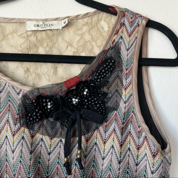 Grifflin Paris Knit Lace Sleeveless Dress Sheath Multicolor Size Medium - Picture 2 of 8